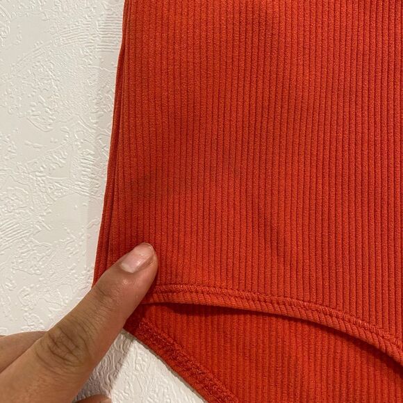 Abercrombie & Fitch Strapless Ribbed Bodysuit XS Rust Orange Tube Bodysuit Soft - Picture 6 of 8